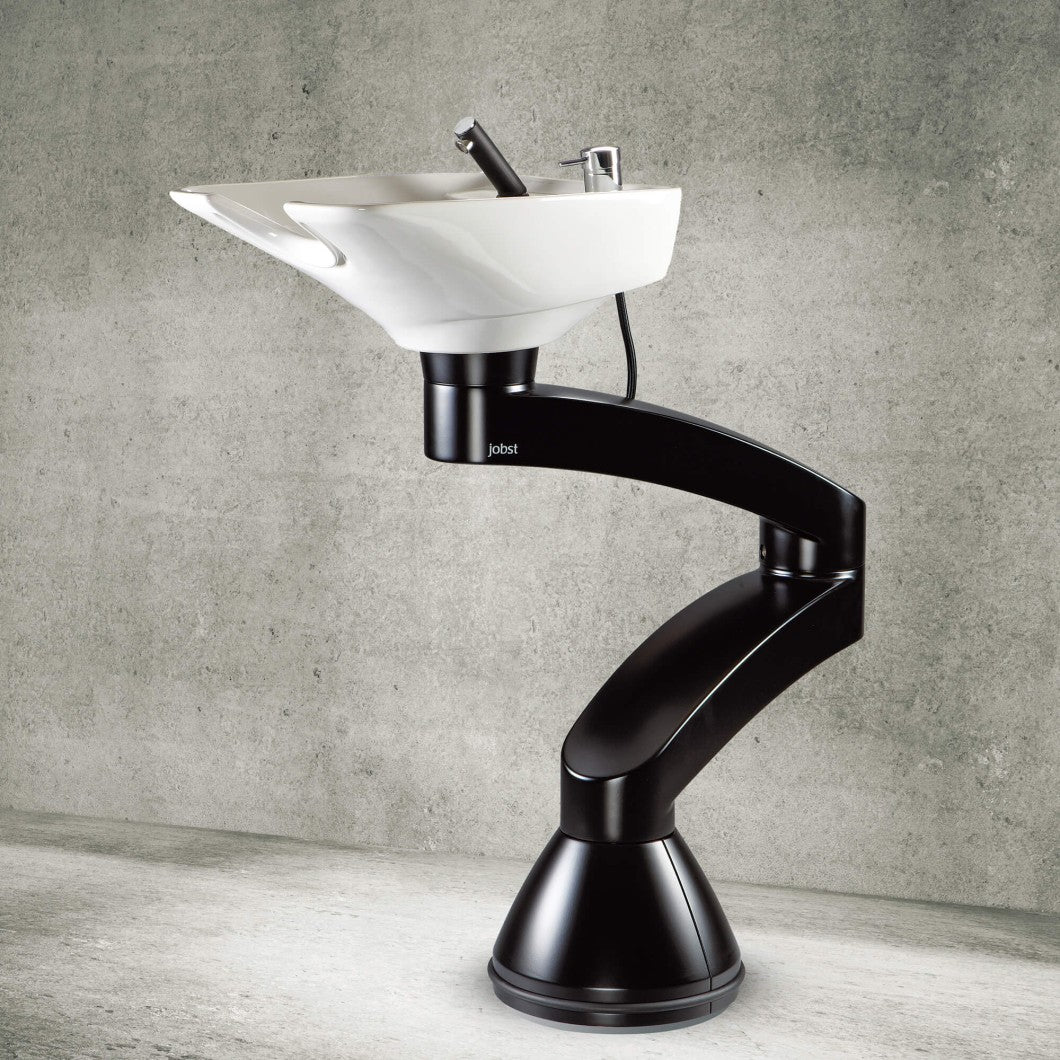 Contura swing PLUS - Lavatesta a colonna nero - Vasca bianca